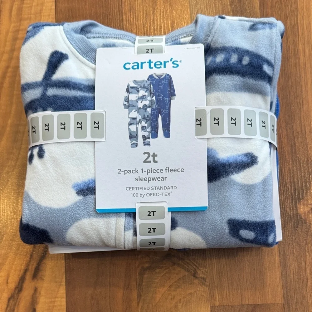 NWT Carter's Blue and White Fleece Pajama Set